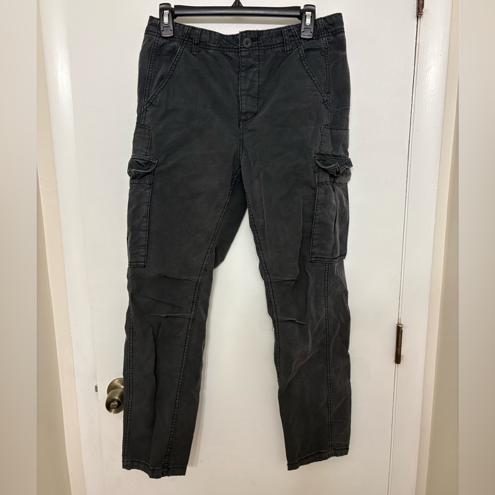 Free People Washed Black Straight-Leg Cargo Pants